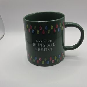 Holiday Green Mug with Festive Lights